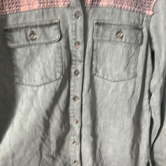 Anthropologie sequin button down olive green women’s size 0 - Picture 7 of 8